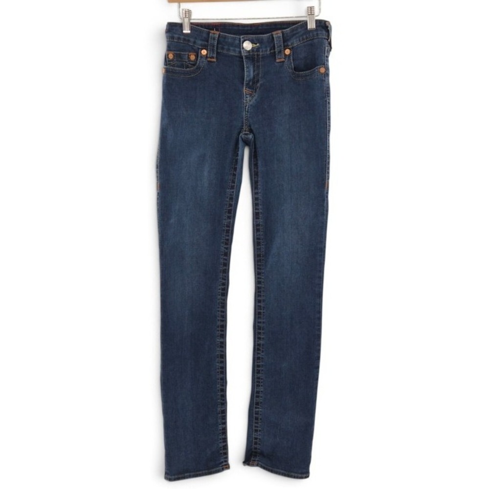True Religion Billie Jeans Women's 28 Mid Rise Straight Dark Wash Stretch Denim